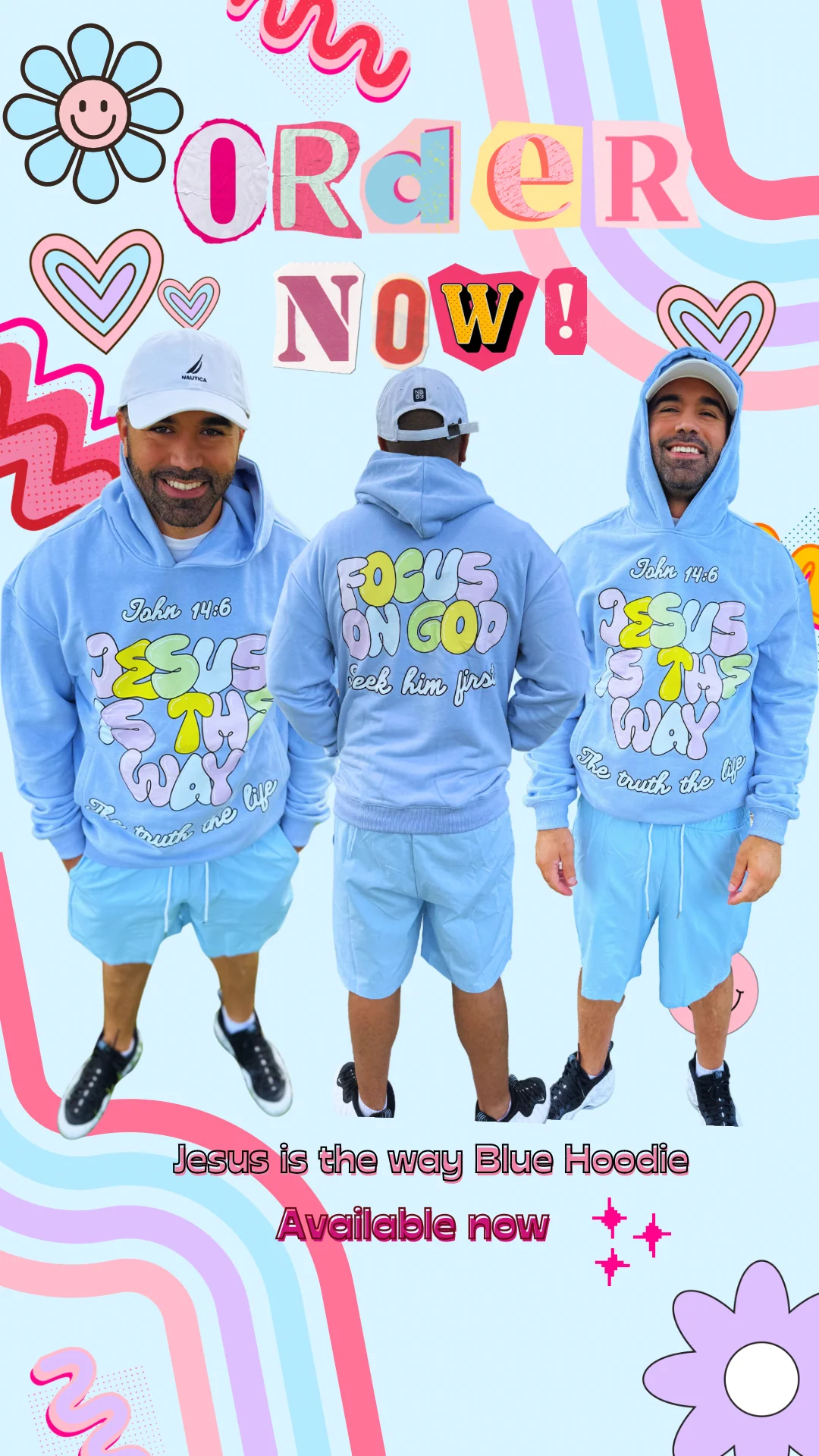 Blue Jesus is The Way Unisex Hoodie - Image 3